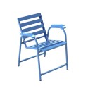 Chaise bleue lattes aluminium