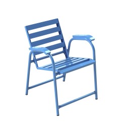 Chaise bleue lattes aluminium