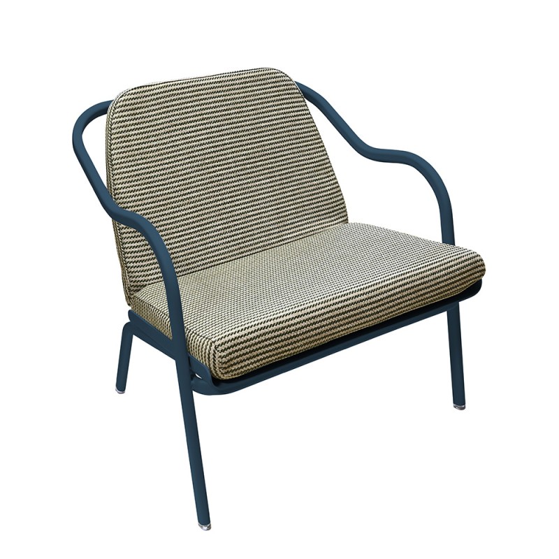 Fauteuil bas confort bleu pétrole