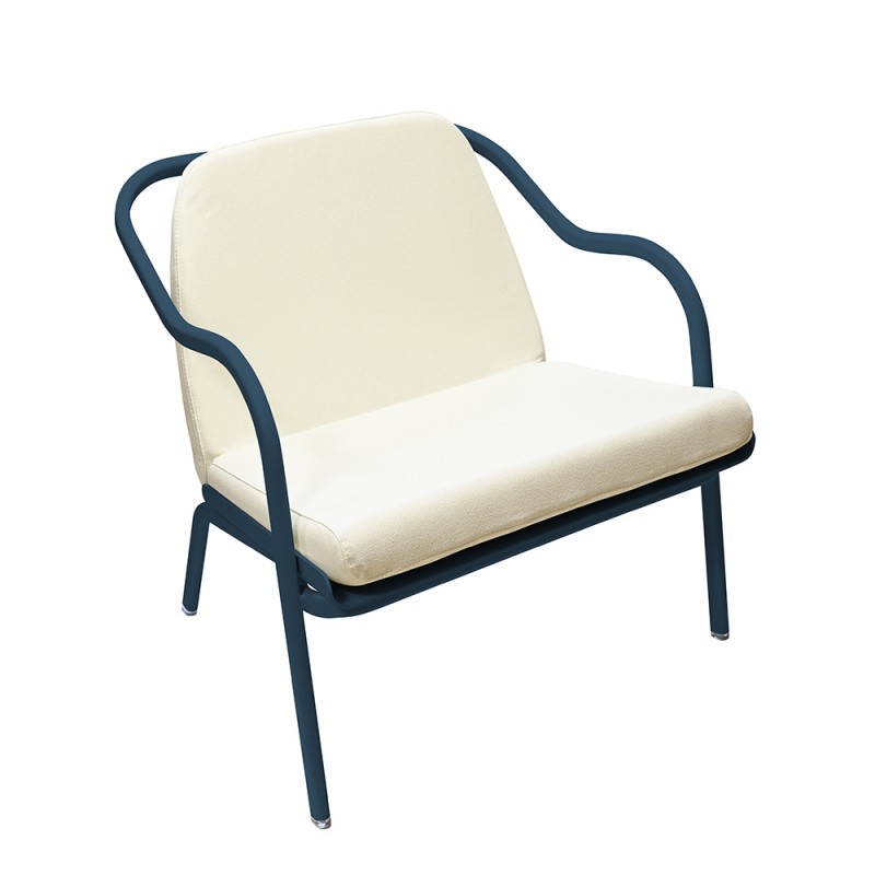 Fauteuil bas confort bleu pétrole