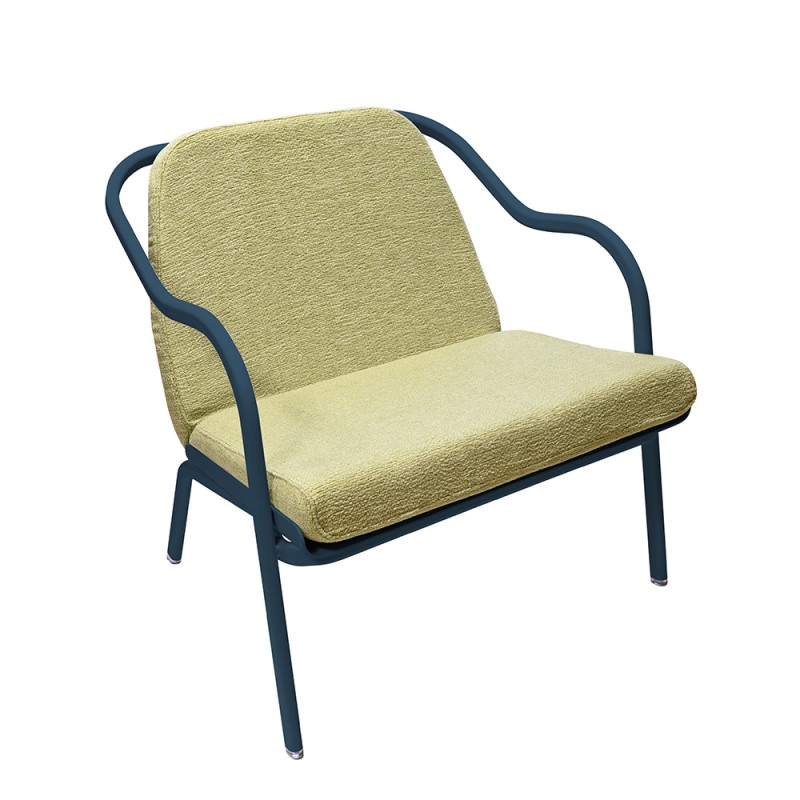 Fauteuil bas confort bleu pétrole