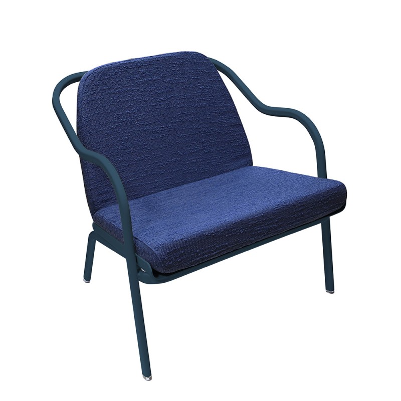Fauteuil bas confort bleu pétrole
