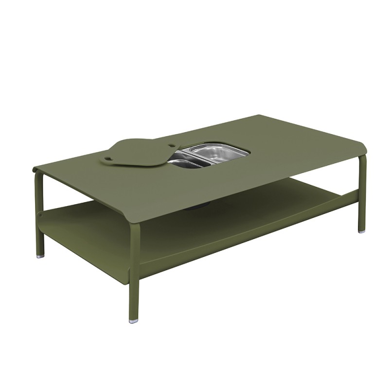 Table basse grand format avec bacs kaki
