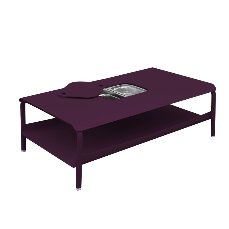 Table basse grand format avec bacs prune